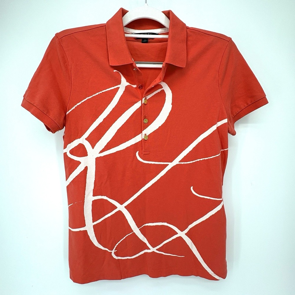 Lauren Ralph Lauren Black Label Polo Shirt Medium Coral Pique SS Shirt Initials